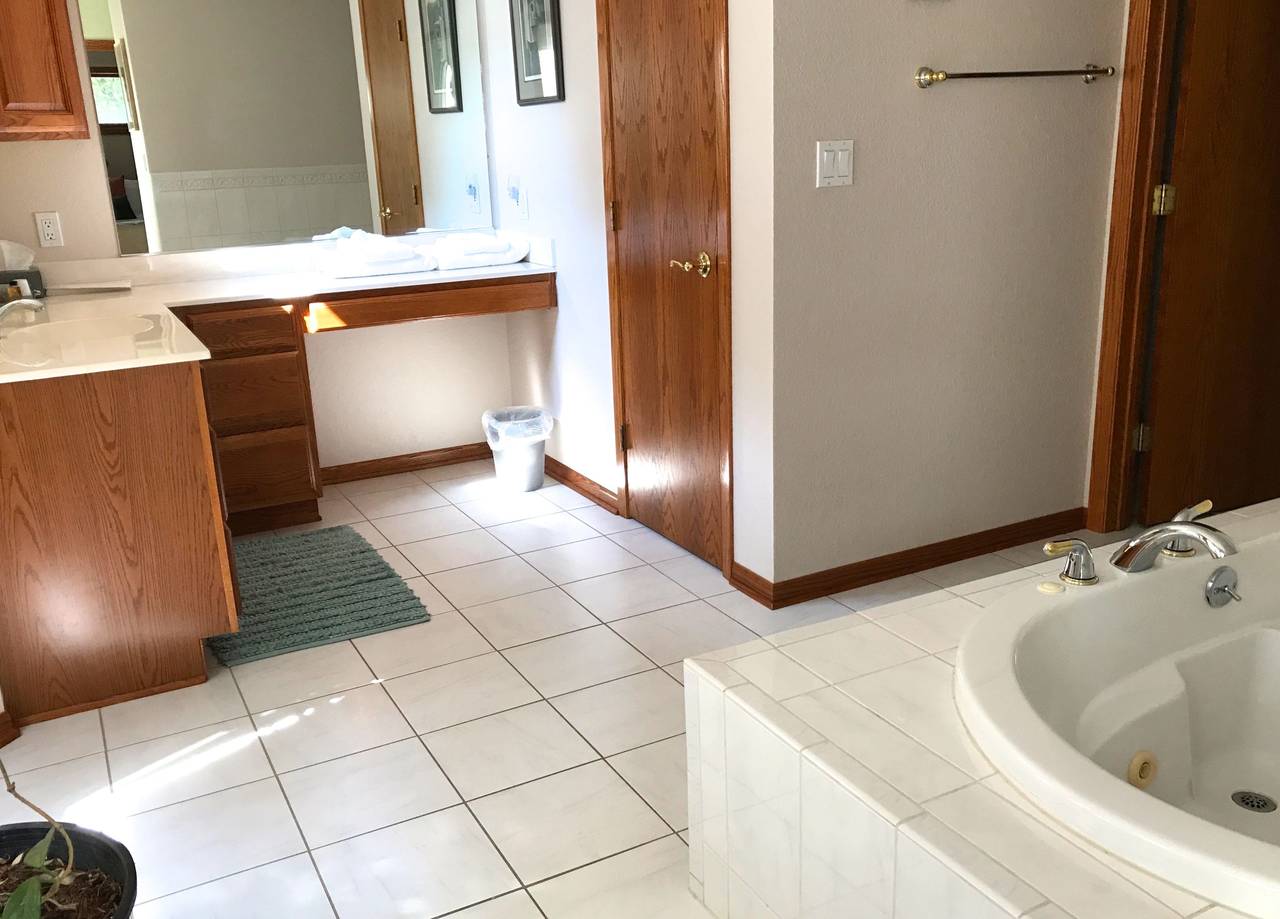 Large bathroom with jacuzzi tub & separate shower